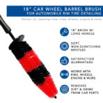 MaximalPower 18’’ Long Wheel Barrel Brush for Car Wheel Rim Detailing Brush - Car Brush Tire Detail Brush Soft Bristle Multipurpose For Exhaust Tips Motorcycles (Red Brush) - Image 5
