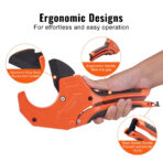 VEVOR PVC Pipe Cutter, 0-2-1/2" O.D. Ratcheting PVC Pipe Cutter, Heavy Duty Tube Cutting Tool with Spare SK5 Blade for PVC, CPVC, PP-R, PEX, PE, Rubber Hoses - Image 5