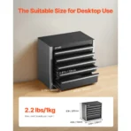 VEVOR Metal Tool Box, 8.6-inch, Portable Metal Tool Box with 5 Drawers, Small Tool Chest with EVA Liners and PP Feet Pads, Heavy-Duty Steel With Ball Bearing Opening and Powder Coated Finish, Black - Image 6