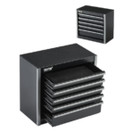 VEVOR Metal Tool Box, 8.6-inch, Portable Metal Tool Box with 5 Drawers, Small Tool Chest with EVA Liners and PP Feet Pads, Heavy-Duty Steel With Ball Bearing Opening and Powder Coated Finish, Black