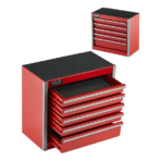 VEVOR Metal Tool Box, 8.6-inch, Portable Metal Tool Box with 5 Drawers, Small Tool Chest with EVA Liners and PP Feet Pads, Heavy-Duty Steel With Ball Bearing Opening and Powder Coated Finish, Red